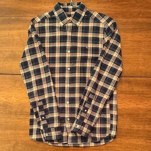 Vineyard Vines Navy and Orange Plaid Shirt